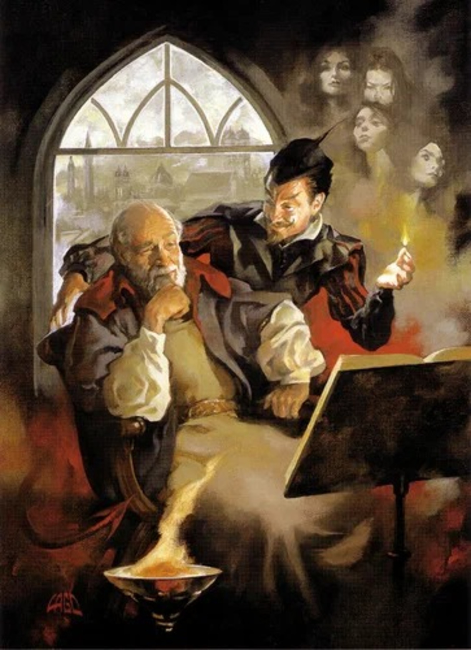 Мефистофель искушает Фауста. Картина Рея Лаго