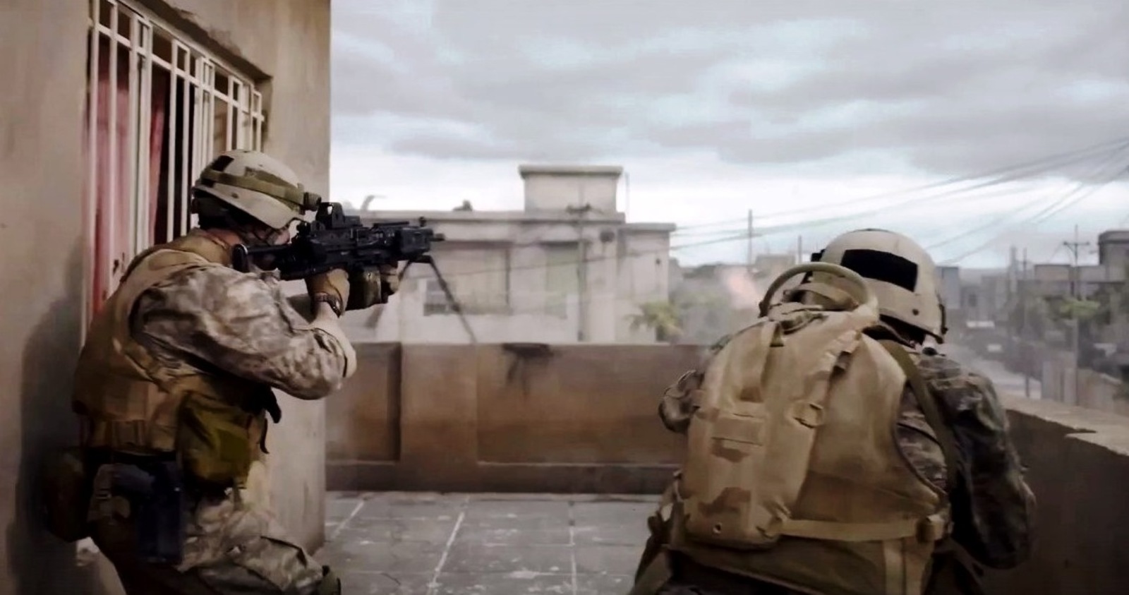 Кадр из фильма «Под огнем», Warfare (2025). Боевик, военный, история. Реж.:  Алекс Гарленд, Рэй Мендоса